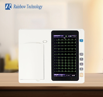 12 Leads ECG Machine Touch Screen อุปกรณ์ EKG มืออาชีพ 3 ช่องสำหรับโรงพยาบาล