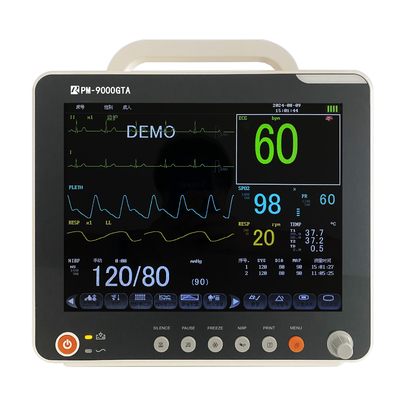 เครื่องตรวจสอบผู้ป่วยหลายพารามิเตอร์ พร้อม ECG Resp SpO2 Nibp Temp และตัวยืนเคลื่อนย้าย OEM มี
