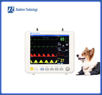 อุปกรณ์ตรวจสอบสัตวแพทย์น้ำหนักเบา OEM 8 นิ้ว Multi Parameter Veterinary Monitor