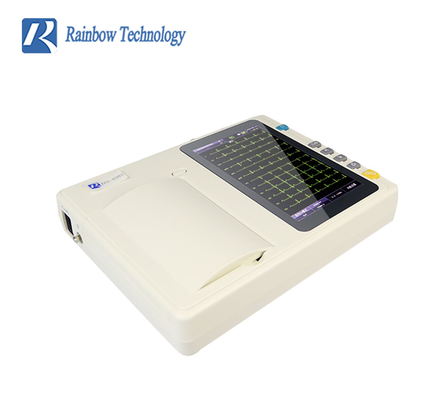 มอนิเตอร์ ECG แบบพกพา 6 ช่อง เครื่องวิเคราะห์หน้าจอสัมผัส สามารถชาร์จใหม่ได้