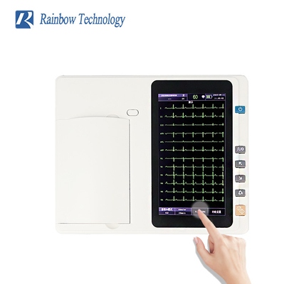 มอนิเตอร์ ECG แบบพกพา 6 ช่อง เครื่องวิเคราะห์หน้าจอสัมผัส สามารถชาร์จใหม่ได้