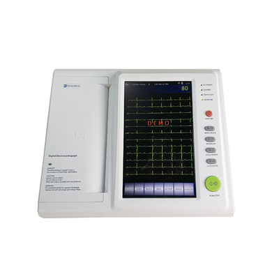 การแพทย์ 12 Lead Portable 10 Inch Touch Screen 6 ช่องสนับสนุน Ecg Monitor