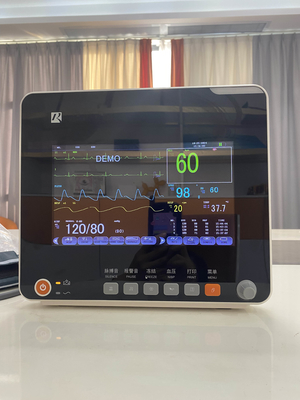 เครื่องตรวจสอบผู้ป่วยหลายพารามิเตอร์ พร้อม ECG Resp SpO2 Nibp Temp และตัวยืนเคลื่อนย้าย OEM มี