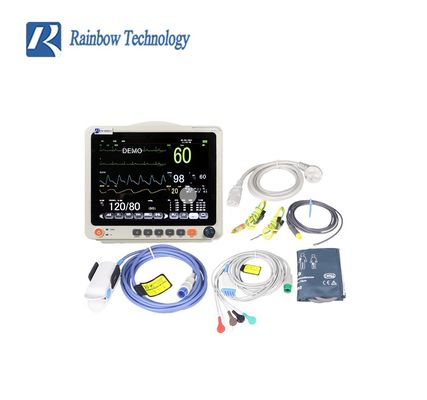 จอภาพผู้ป่วยหลายพารามิเตอร์ขนาด 12.1 นิ้ว พร้อมจอ LCD TFT สีความละเอียดสูง การวิเคราะห์ภาวะหัวใจเต้นผิดจังหวะและการคำนวณ ST