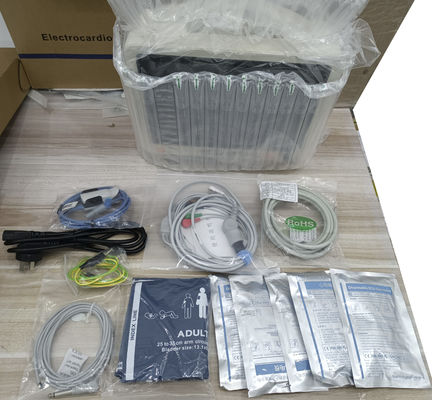 เครื่องติดตามการทำงานของผู้ป่วย 6 พารามิเตอร์ พร้อมรถเข็นข้างเตียงและแหล่งจ่ายไฟ 1 ปีการรับประกัน