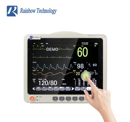 ICU CCU Patient Monitor with 12.1 Inch Color LCD Display and 6 Parameters (ECG/HR/RESP/SPO2/NIBP/Temp) - ISO Certified Vital Signs Monitor