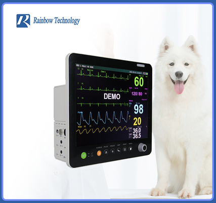 Portable Animal Vet 6 Parameters Patient Monitor 15 นิ้วพร้อมตัวเลือก Etco2