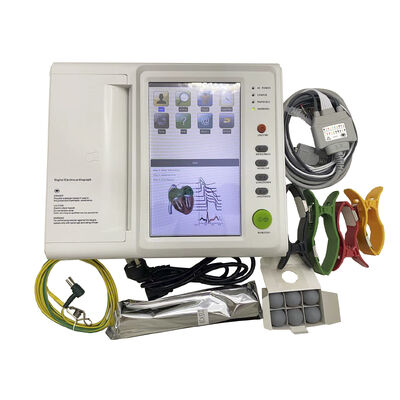 12 ช่องทาง Meditech Ecg Electrocardiograph ด้วยหลายภาษาและความจํามากกว่า 10,000 กรณีและโปรแกรมมาตรฐาน